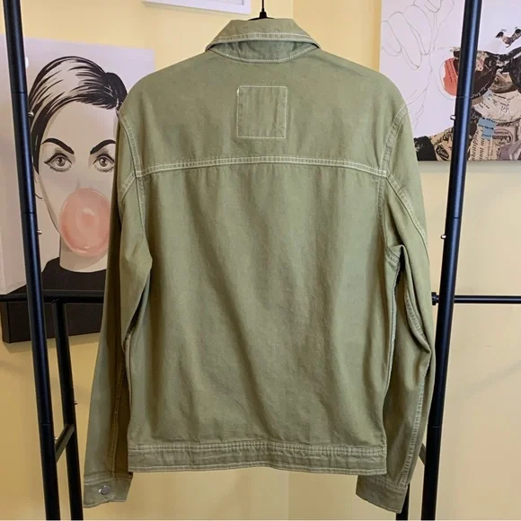 Men’s NWT ZARA Denim Jacket in Green/Khaki, Size Small - Picture 5 of 5
